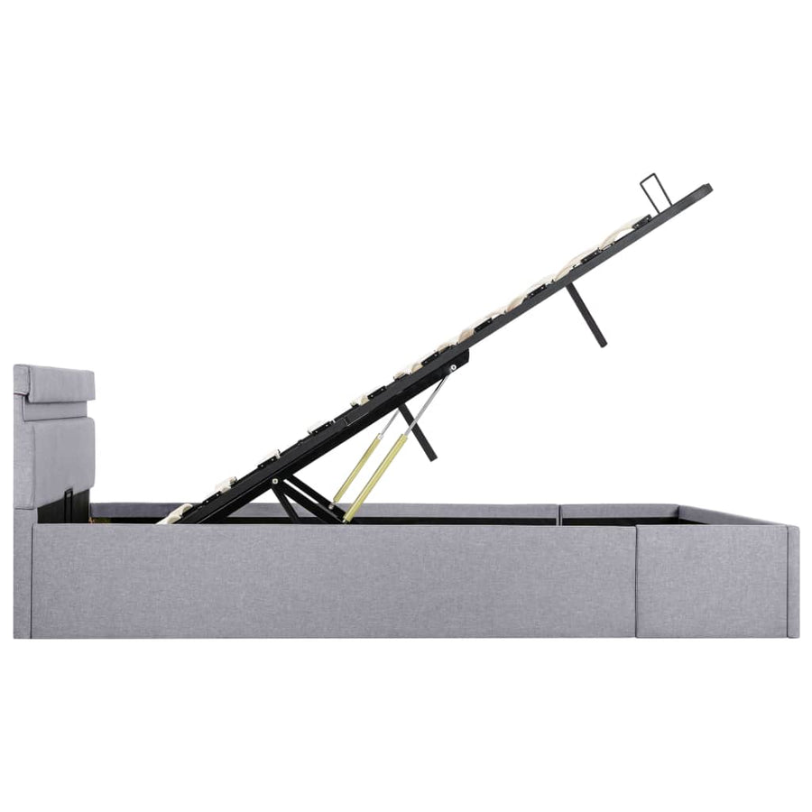 Bedframe Met Opbergruimte En Led Stof Lichtgrijs 140X200 Cm 140 x 200 cm