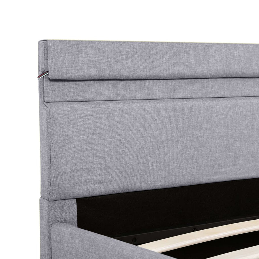 Bedframe Met Opbergruimte En Led Stof Lichtgrijs 140X200 Cm 140 x 200 cm