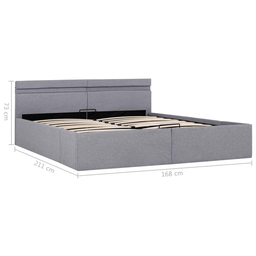 Bedframe Met Opbergruimte En Led Stof Lichtgrijs 160X200 Cm 160 x 200 cm