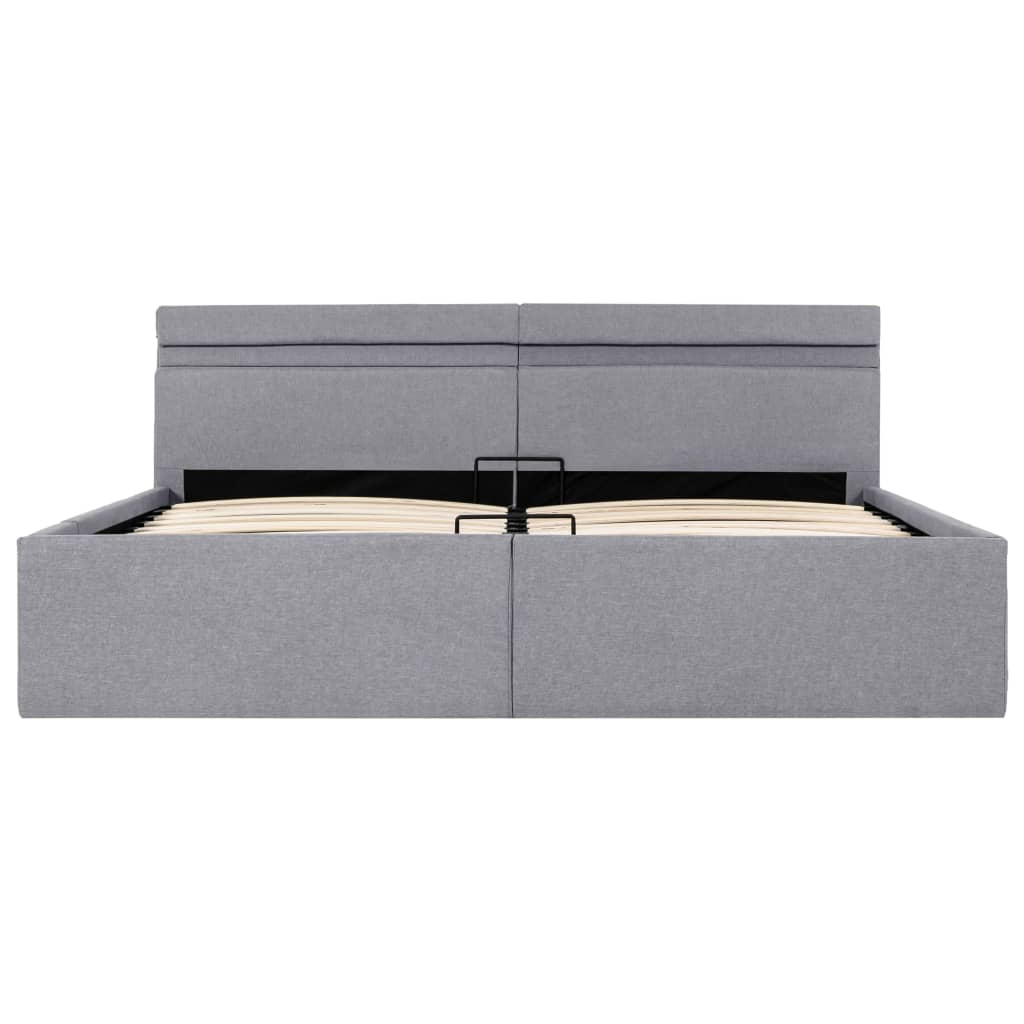 Bedframe Met Opbergruimte En Led Stof Lichtgrijs 160X200 Cm 160 x 200 cm
