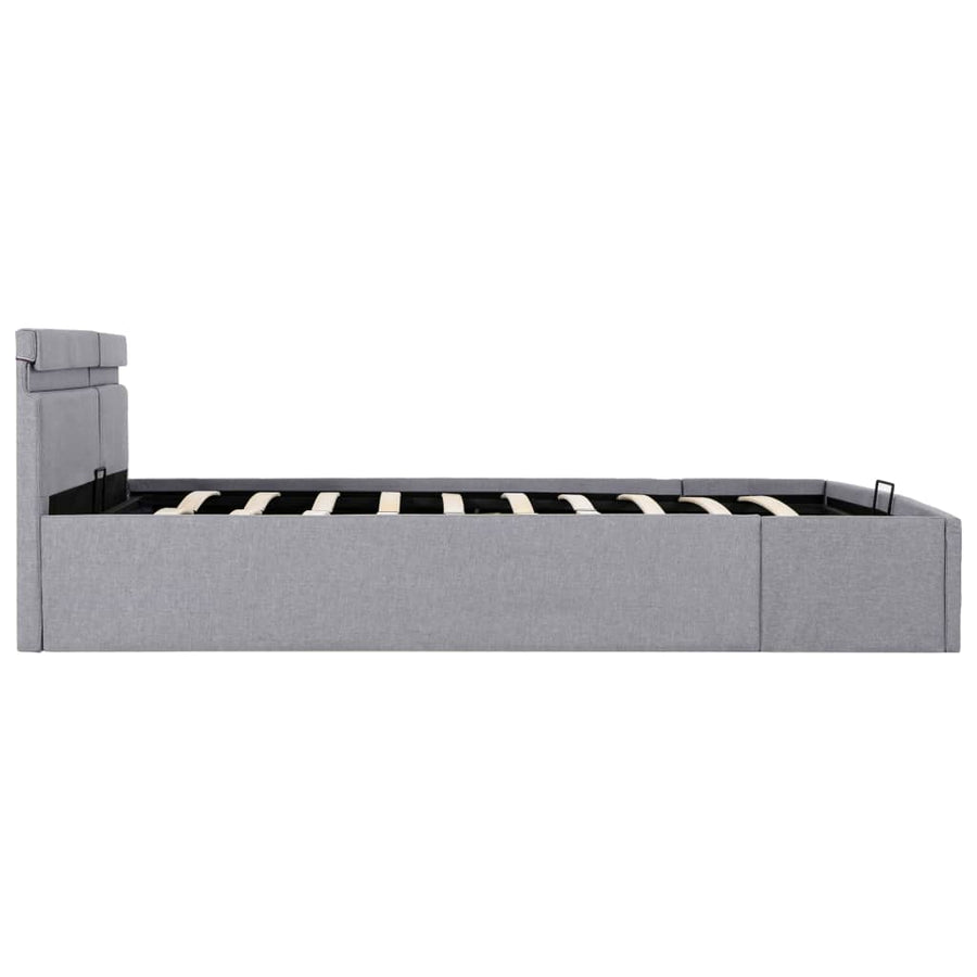 Bedframe Met Opbergruimte En Led Stof Lichtgrijs 160X200 Cm 160 x 200 cm