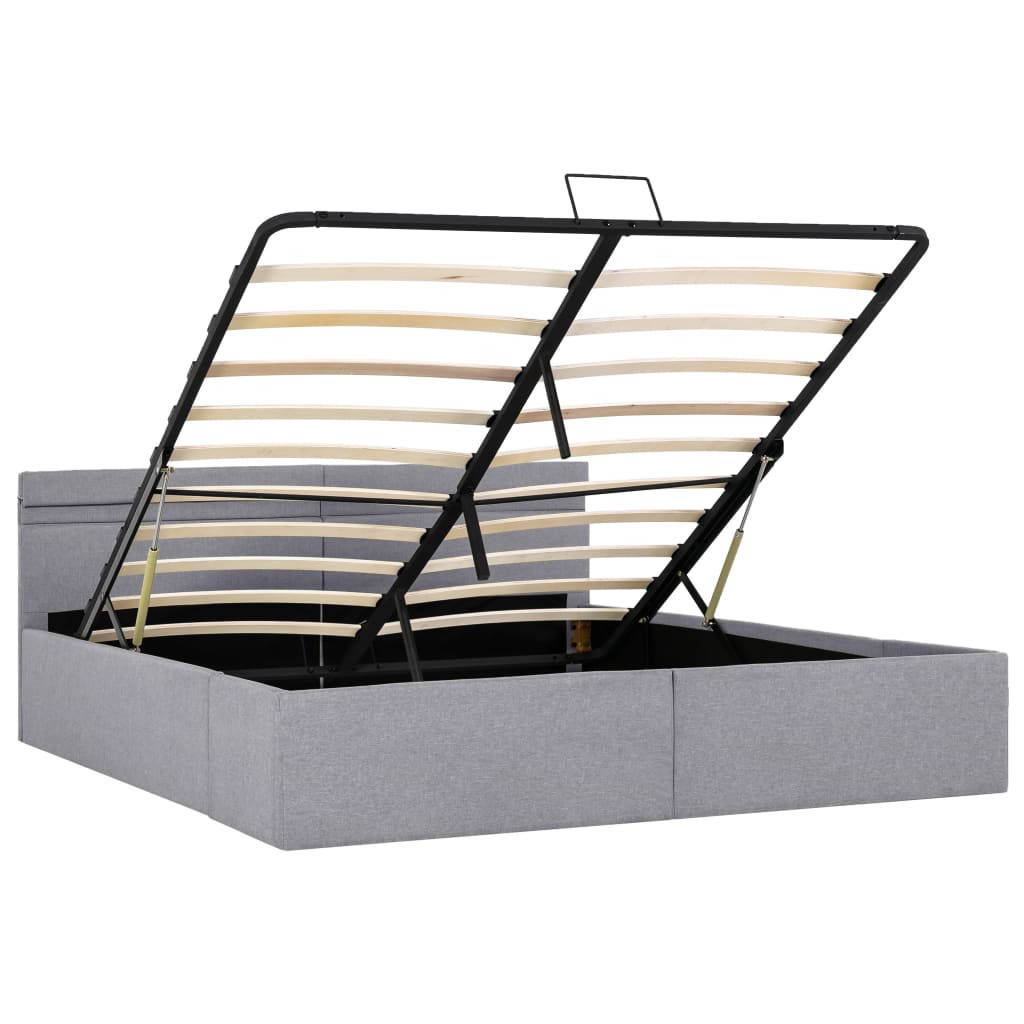 Bedframe Met Opbergruimte En Led Stof Lichtgrijs 160X200 Cm 160 x 200 cm