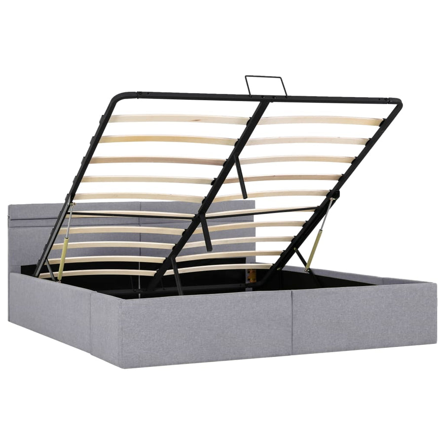 Bedframe Met Opbergruimte En Led Stof Lichtgrijs 160X200 Cm 160 x 200 cm