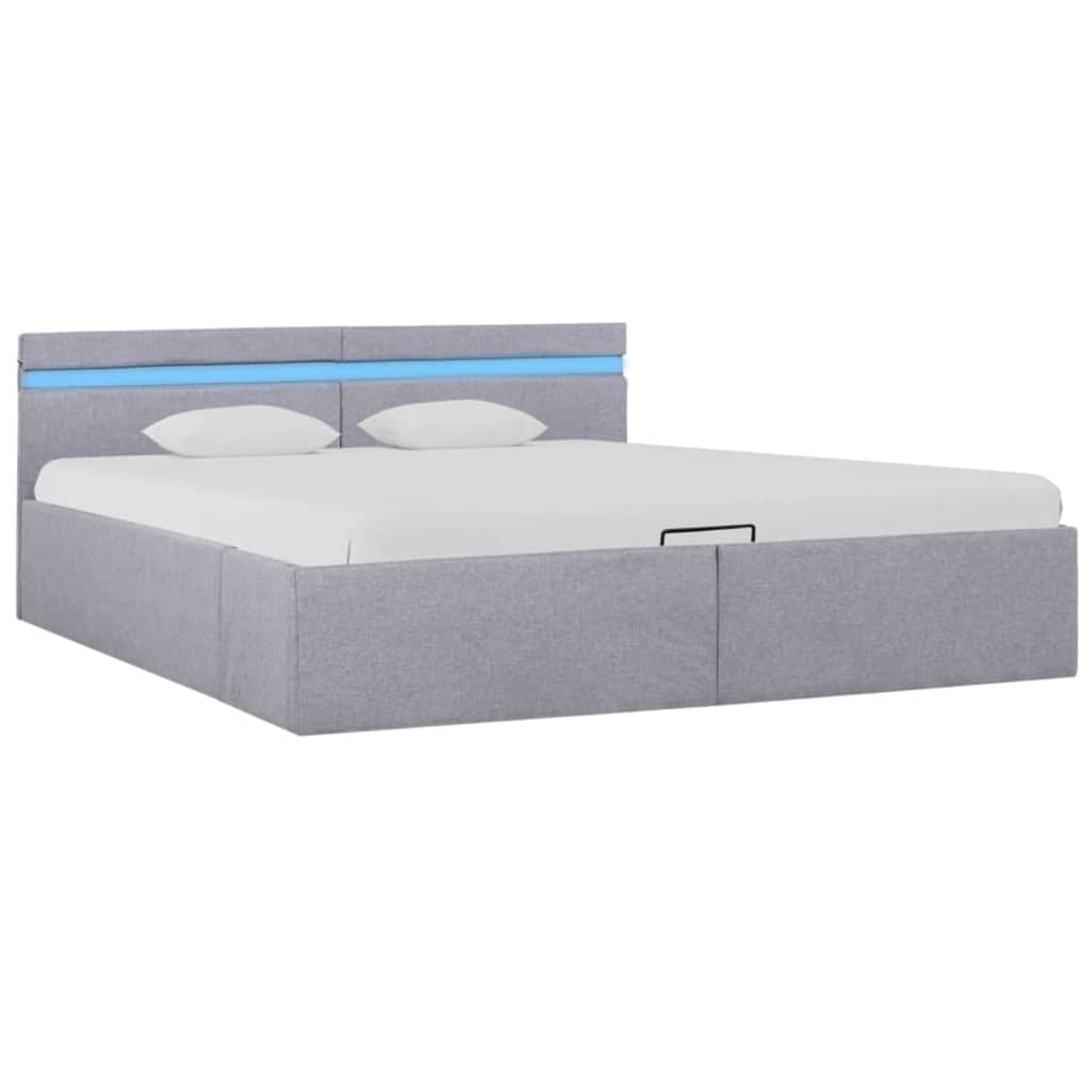 Bedframe Met Opbergruimte En Led Stof Lichtgrijs 180X200 Cm 180 x 200 cm