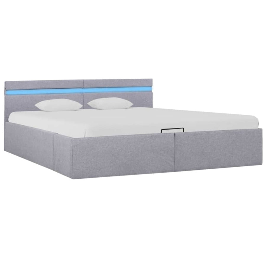 Bedframe Met Opbergruimte En Led Stof Lichtgrijs 180X200 Cm 180 x 200 cm