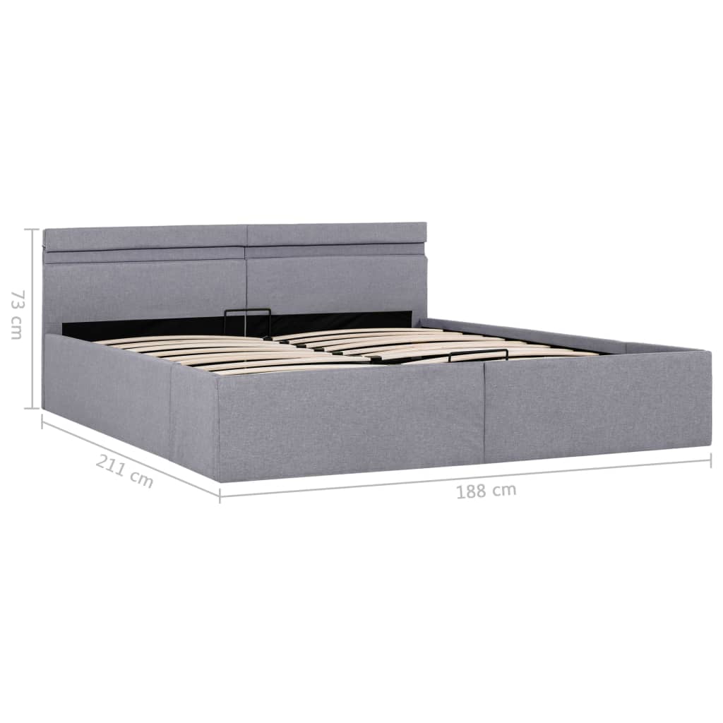Bedframe Met Opbergruimte En Led Stof Lichtgrijs 180X200 Cm 180 x 200 cm