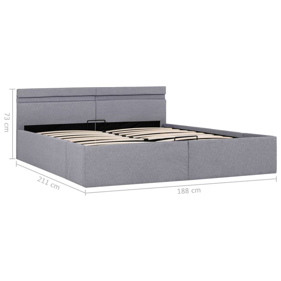 Bedframe Met Opbergruimte En Led Stof Lichtgrijs 180X200 Cm 180 x 200 cm
