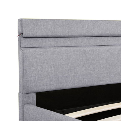 Bedframe Met Opbergruimte En Led Stof Lichtgrijs 180X200 Cm 180 x 200 cm