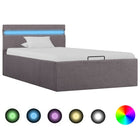 Bedframe Met Hydraulische Opslag En Led Stof Taupe 100X200 Cm 100 x 200 cm