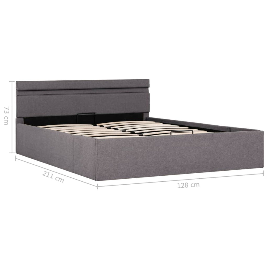 Bedframe Met Hydraulische Opslag En Led Stof Taupe 120X200 Cm 120 x 200 cm