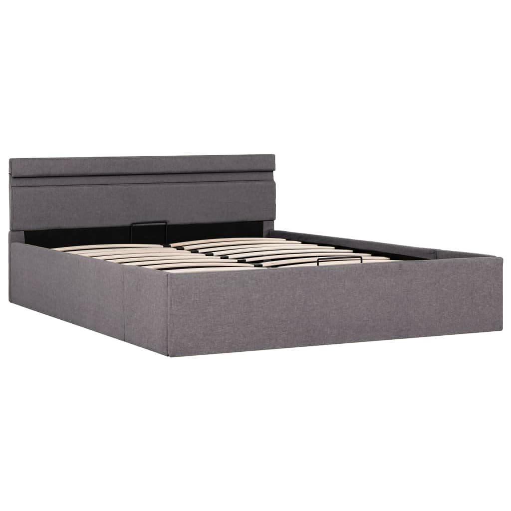 Bedframe Met Hydraulische Opslag En Led Stof Taupe 120X200 Cm 120 x 200 cm