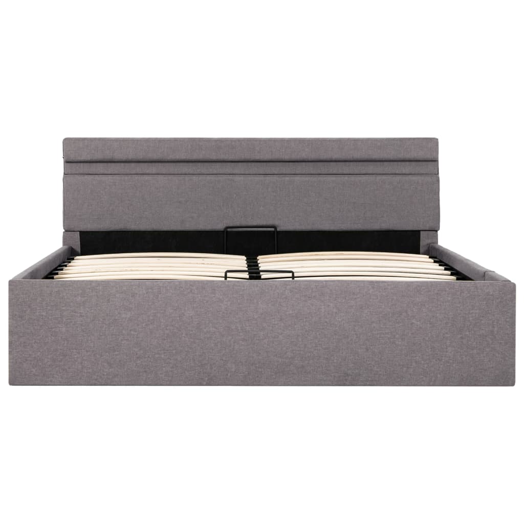 Bedframe Met Hydraulische Opslag En Led Stof Taupe 120X200 Cm 120 x 200 cm