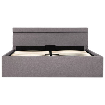 Bedframe Met Hydraulische Opslag En Led Stof Taupe 120X200 Cm 120 x 200 cm
