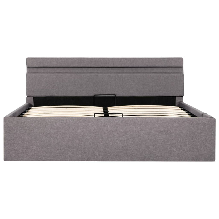 Bedframe Met Hydraulische Opslag En Led Stof Taupe 120X200 Cm 120 x 200 cm