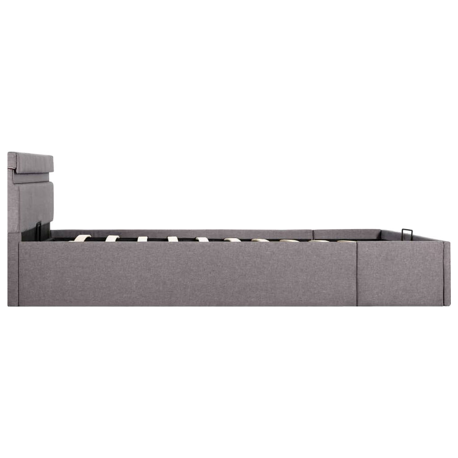 Bedframe Met Hydraulische Opslag En Led Stof Taupe 120X200 Cm 120 x 200 cm