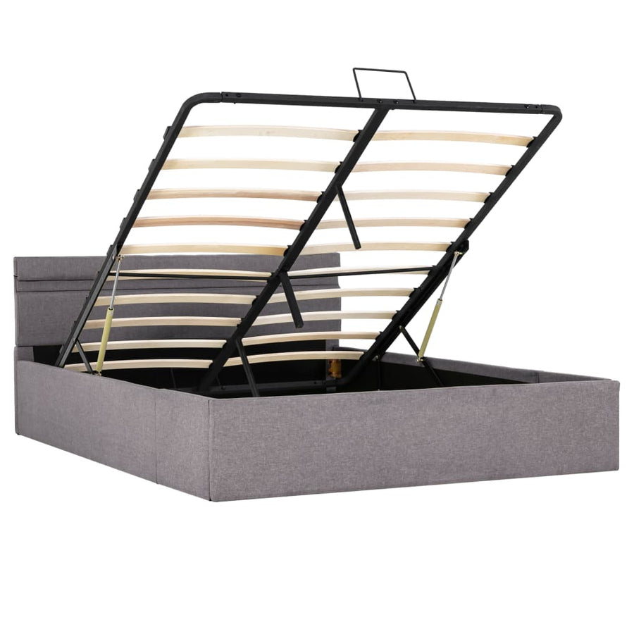Bedframe Met Hydraulische Opslag En Led Stof Taupe 120X200 Cm 120 x 200 cm