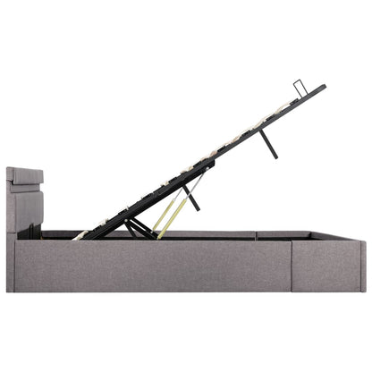 Bedframe Met Hydraulische Opslag En Led Stof Taupe 120X200 Cm 120 x 200 cm
