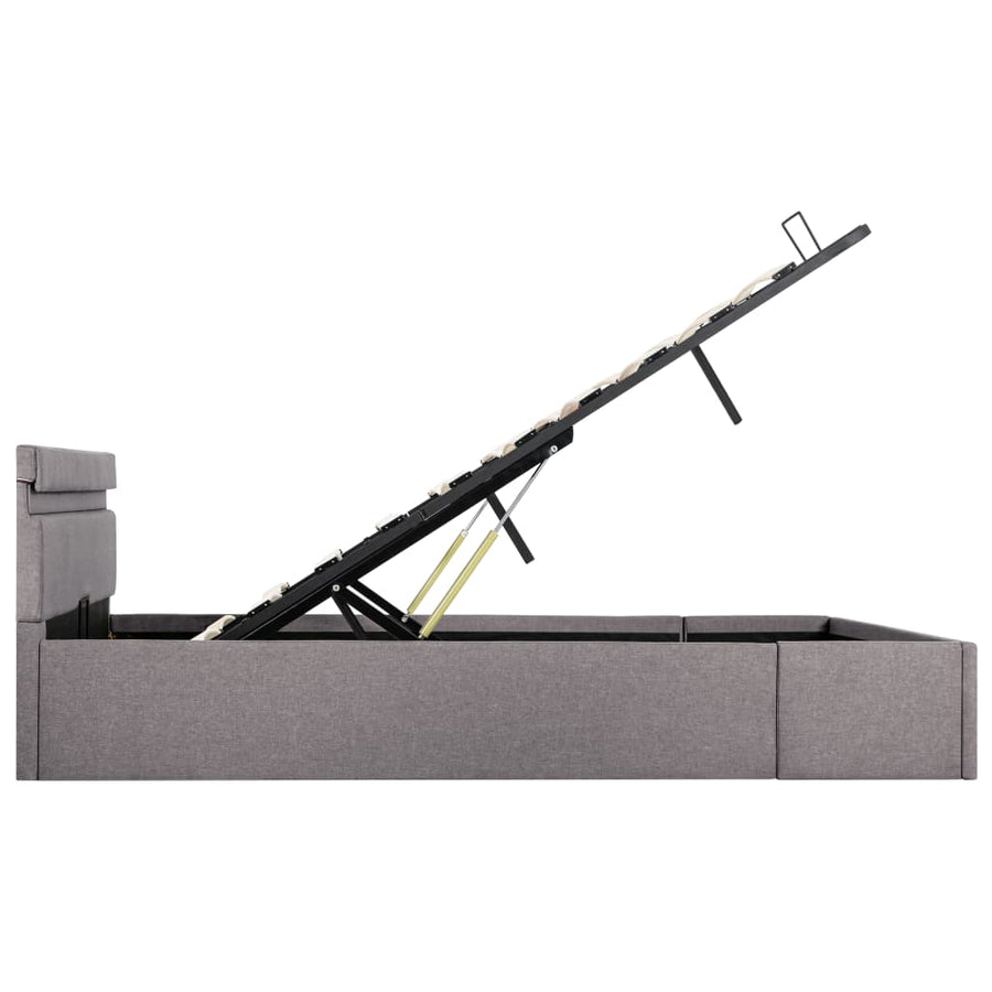 Bedframe Met Hydraulische Opslag En Led Stof Taupe 120X200 Cm 120 x 200 cm