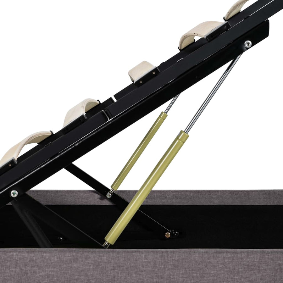 Bedframe Met Hydraulische Opslag En Led Stof Taupe 120X200 Cm 120 x 200 cm