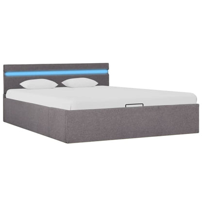 Bedframe Met Hydraulische Opslag En Led Stof Taupe 140X200 Cm 140 x 200 cm