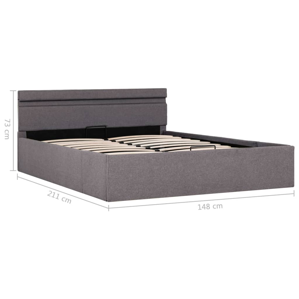 Bedframe Met Hydraulische Opslag En Led Stof Taupe 140X200 Cm 140 x 200 cm