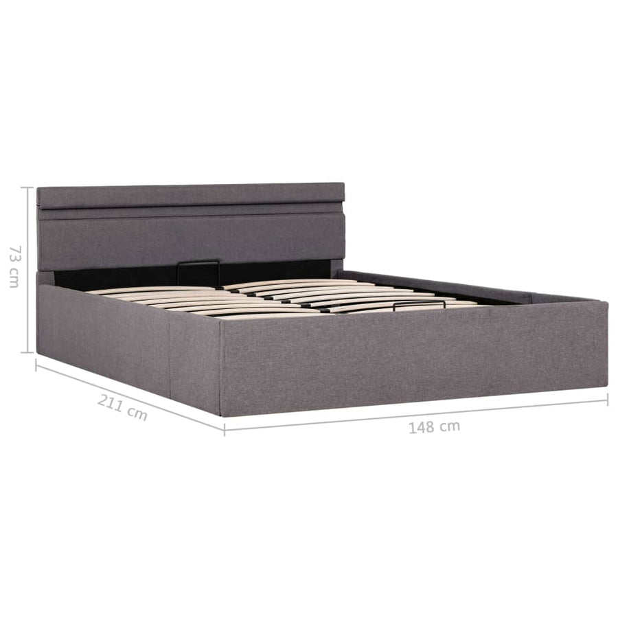 Bedframe Met Hydraulische Opslag En Led Stof Taupe 140X200 Cm 140 x 200 cm