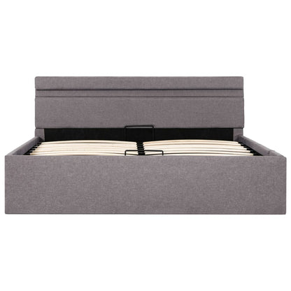 Bedframe Met Hydraulische Opslag En Led Stof Taupe 140X200 Cm 140 x 200 cm