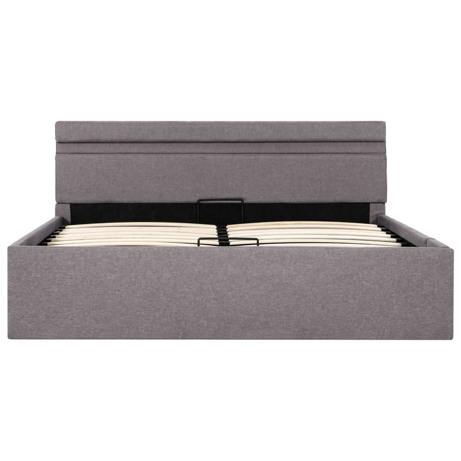 Bedframe Met Hydraulische Opslag En Led Stof Taupe 140X200 Cm 140 x 200 cm