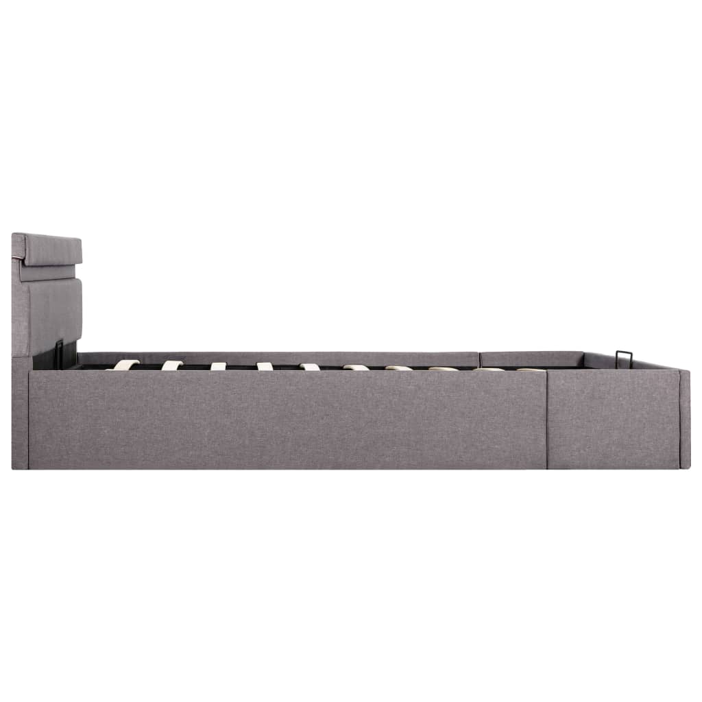 Bedframe Met Hydraulische Opslag En Led Stof Taupe 140X200 Cm 140 x 200 cm