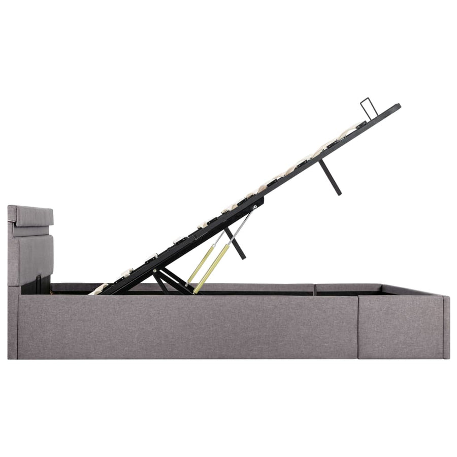 Bedframe Met Hydraulische Opslag En Led Stof Taupe 140X200 Cm 140 x 200 cm