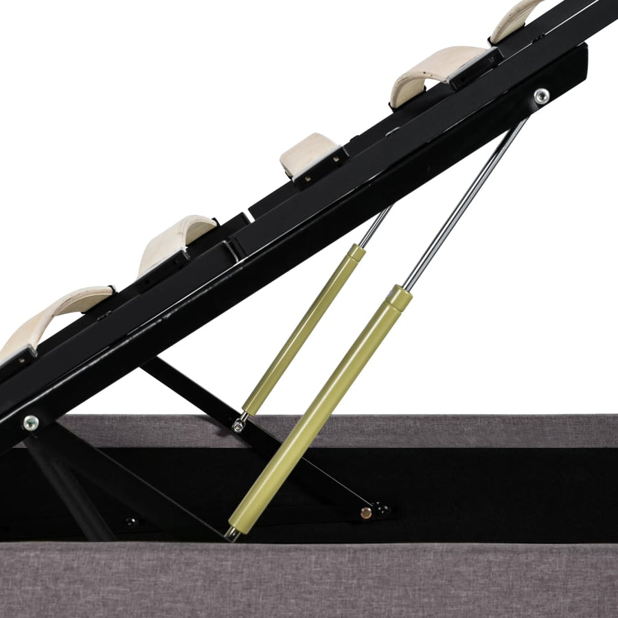 Bedframe Met Hydraulische Opslag En Led Stof Taupe 140X200 Cm 140 x 200 cm