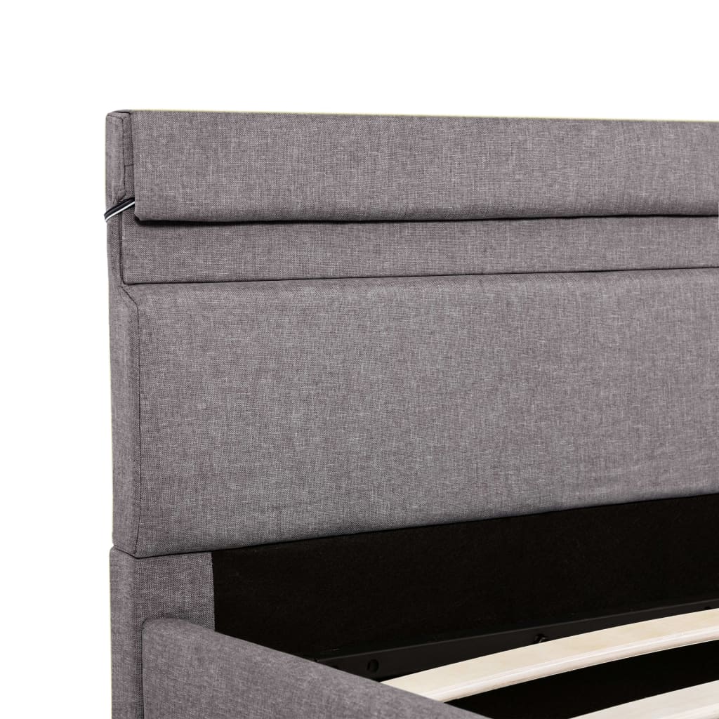 Bedframe Met Hydraulische Opslag En Led Stof Taupe 140X200 Cm 140 x 200 cm