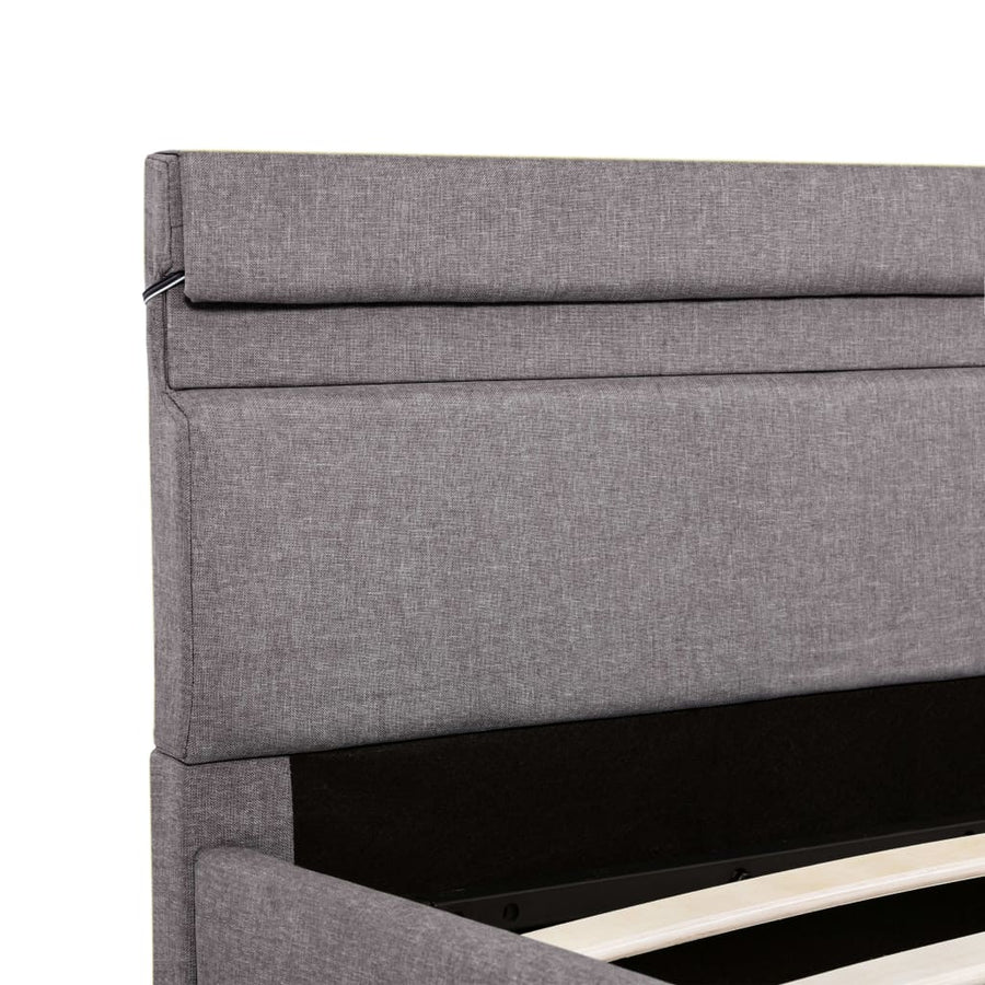Bedframe Met Hydraulische Opslag En Led Stof Taupe 140X200 Cm 140 x 200 cm