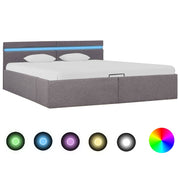 Bedframe 160x200 cm taupe met hydraulische opslag en LED
