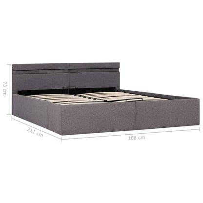 Bedframe Met Hydraulische Opslag En Led Stof Taupe 160X200 Cm 160 x 200 cm