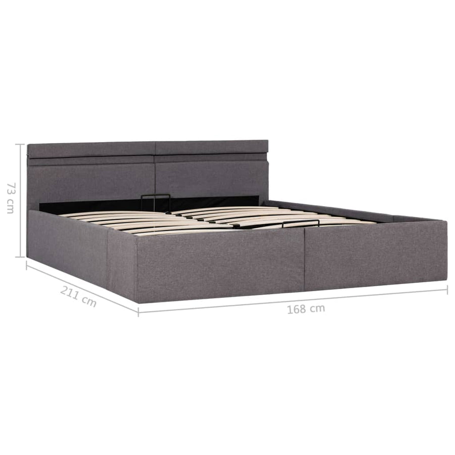 Bedframe Met Hydraulische Opslag En Led Stof Taupe 160X200 Cm 160 x 200 cm