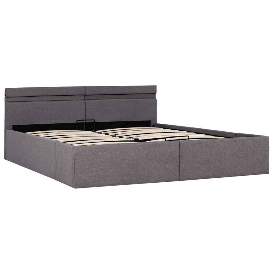 Bedframe Met Hydraulische Opslag En Led Stof Taupe 160X200 Cm 160 x 200 cm