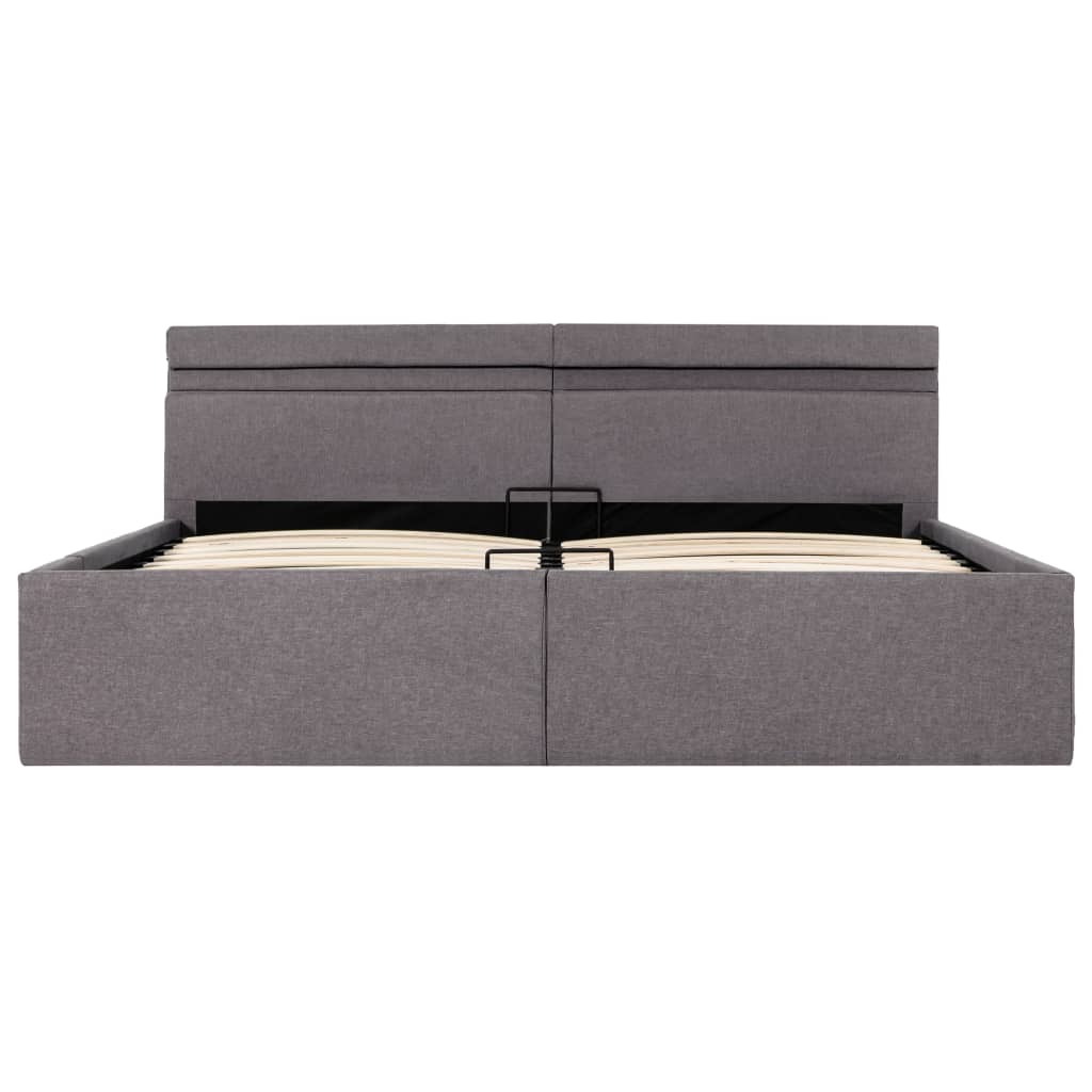 Bedframe Met Hydraulische Opslag En Led Stof Taupe 160X200 Cm 160 x 200 cm