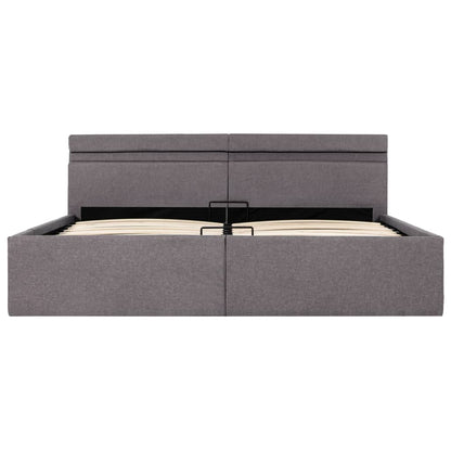 Bedframe Met Hydraulische Opslag En Led Stof Taupe 160X200 Cm 160 x 200 cm