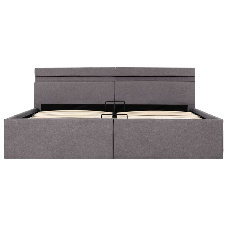 Bedframe Met Hydraulische Opslag En Led Stof Taupe 160X200 Cm 160 x 200 cm