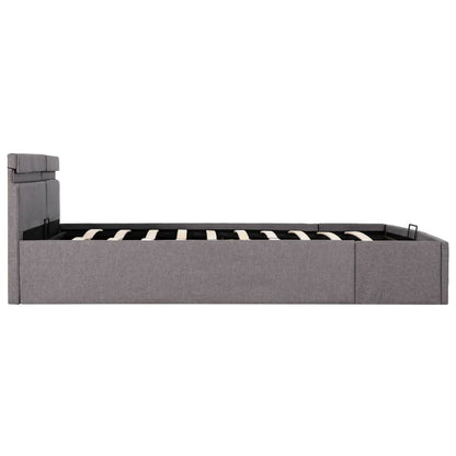 Bedframe Met Hydraulische Opslag En Led Stof Taupe 160X200 Cm 160 x 200 cm