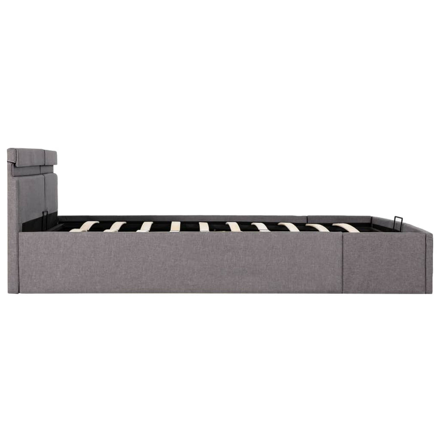 Bedframe Met Hydraulische Opslag En Led Stof Taupe 160X200 Cm 160 x 200 cm
