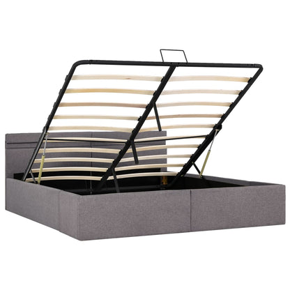 Bedframe Met Hydraulische Opslag En Led Stof Taupe 160X200 Cm 160 x 200 cm
