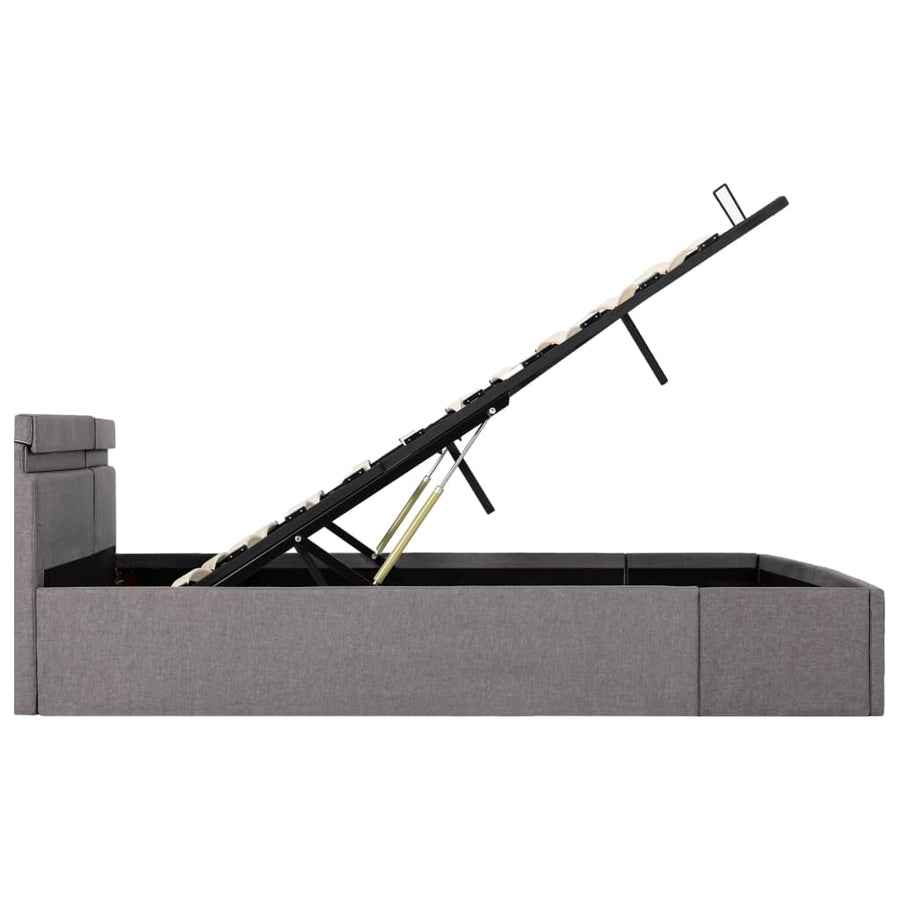 Bedframe Met Hydraulische Opslag En Led Stof Taupe 160X200 Cm 160 x 200 cm