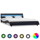 Bedframe Met Led Kunstleer 160 x 200 cm Zwart en wit