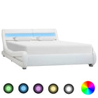 Bedframe Met Led Kunstleer Wit 160X200 Cm 160 x 200 cm