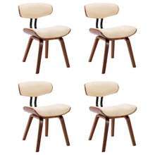 Eetkamerstoelen 4 st gebogen hout en kunstleer crèmekleurig