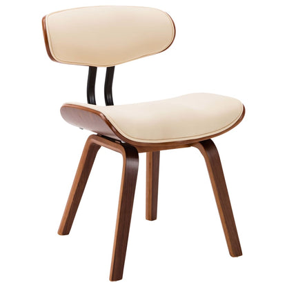 Eetkamerstoelen 4 st gebogen hout en kunstleer crèmekleurig