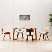 Eetkamerstoelen 4 st gebogen hout kunstleer crème