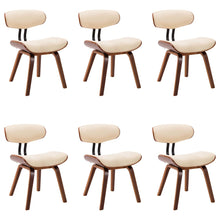 Eetkamerstoelen 6 st gebogen hout en kunstleer crème